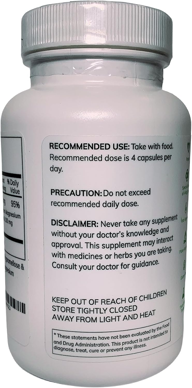 Magnesium Supplement | 4 Types of Magnesium in 1 Capsule | Glycinate, Malate, Taurate, & Citrate for Muscles & Sleep | High Absorption | Vegan, Non-GMO | 100 Capsules