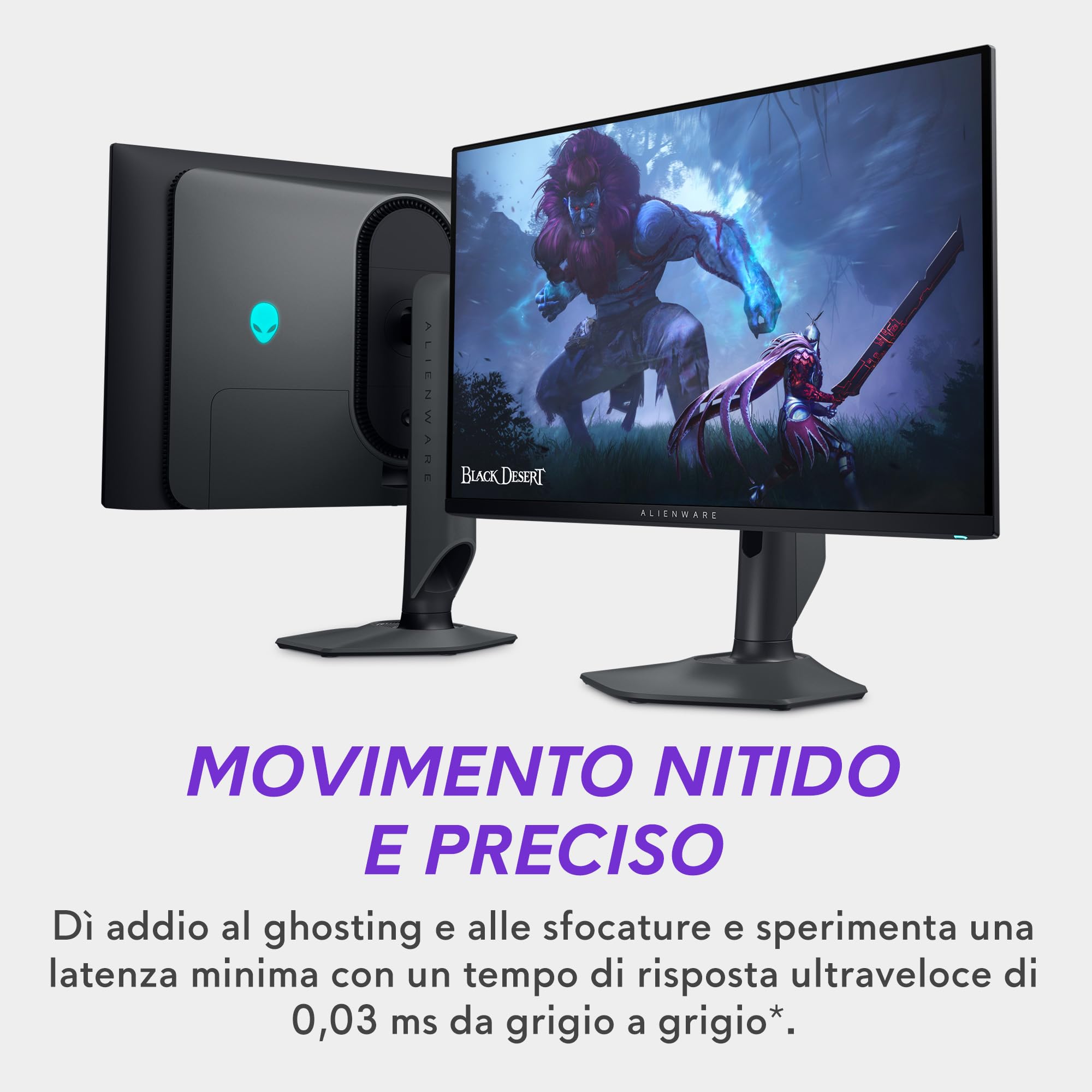 Alienware AW2725DF 27" QHD (2560x1440) Monitor Gaming, 360Hz, QD OLED, 0.03ms, AMD FreeSync Premium Pro, 99.3% DCI-P3, HDR400, USB-C, 2x DisplayPort, HDMI, 4x USB, 3 Anni di Garanzia