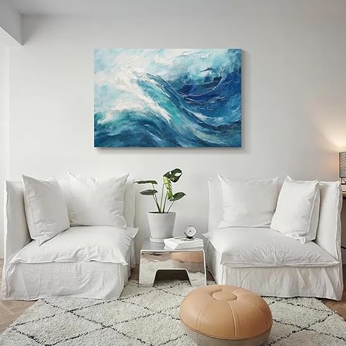 Miniatura 344 de Lienzo artístico para pared, pinturas de arte abstracto, fantasía azul, grafiti colorido sobre fondo blanco; decoración artística moderna para sala