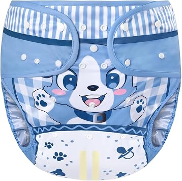 Littleforbig Washable Adjustable Reusable Waterproof Cloth Adult Diaper Wrap Cover- Little Blue S