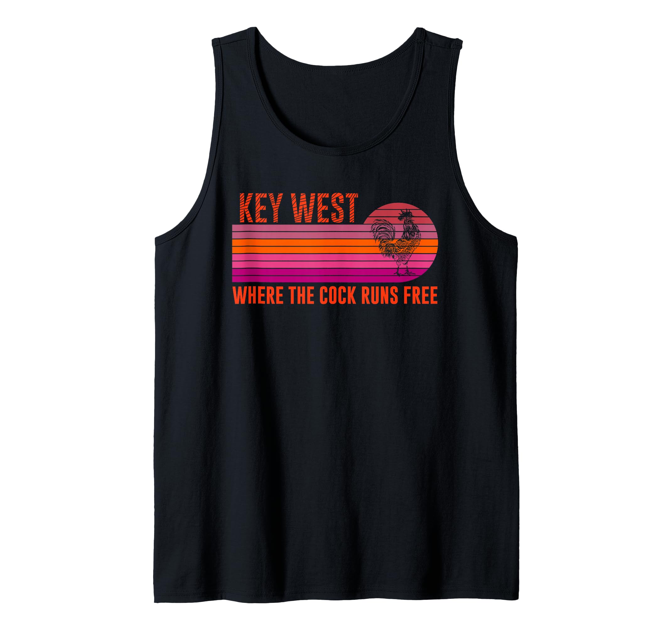 KEY-WEST WHERE THE COCK RUNS FREE Florida Conch Republic Tank Top