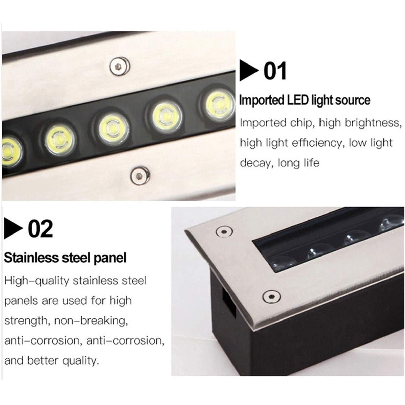 Luces led exterior suelo Rectángulo foco empotrable aire libre IP67 a prueba de agua focos led exterior empotrables suelo para terraza, jardín, pasillo de piscina(Azul,18W)