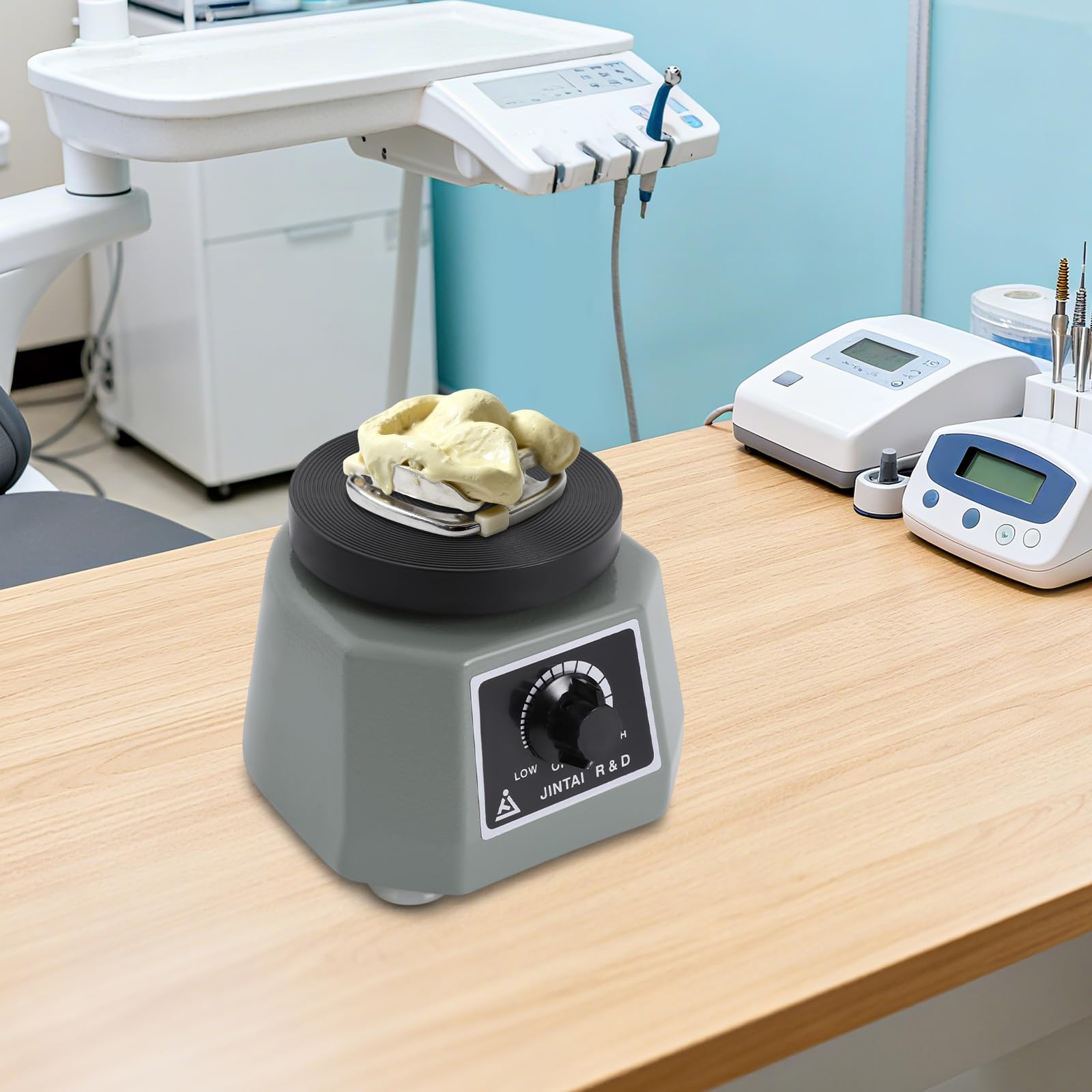 Elektrische Rüttelplatte 100W mit Stufenloser Regelung, Gipsrüttler Vibrationsplatte für Gips und Harze, Rütteltisch mit Rutschfester Arbeitsplatte, für Handwerker, Modellbau und Dentaltechnik