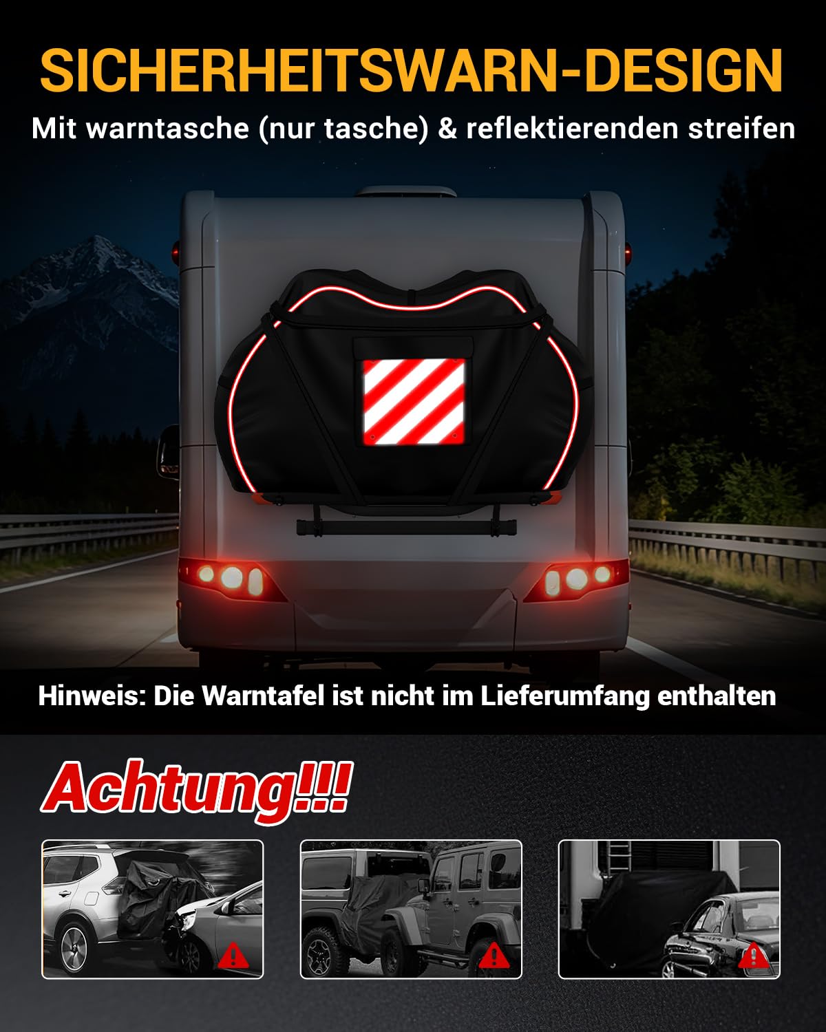 420D Serie Fahrradabdeckung 2 Fahrräder Wasserdicht, Fahrradschutzhülle für 2 Fahrräder Fahrradabdeckung Heckträger Wohnmobil Rücköffnung mit Klettverschluss