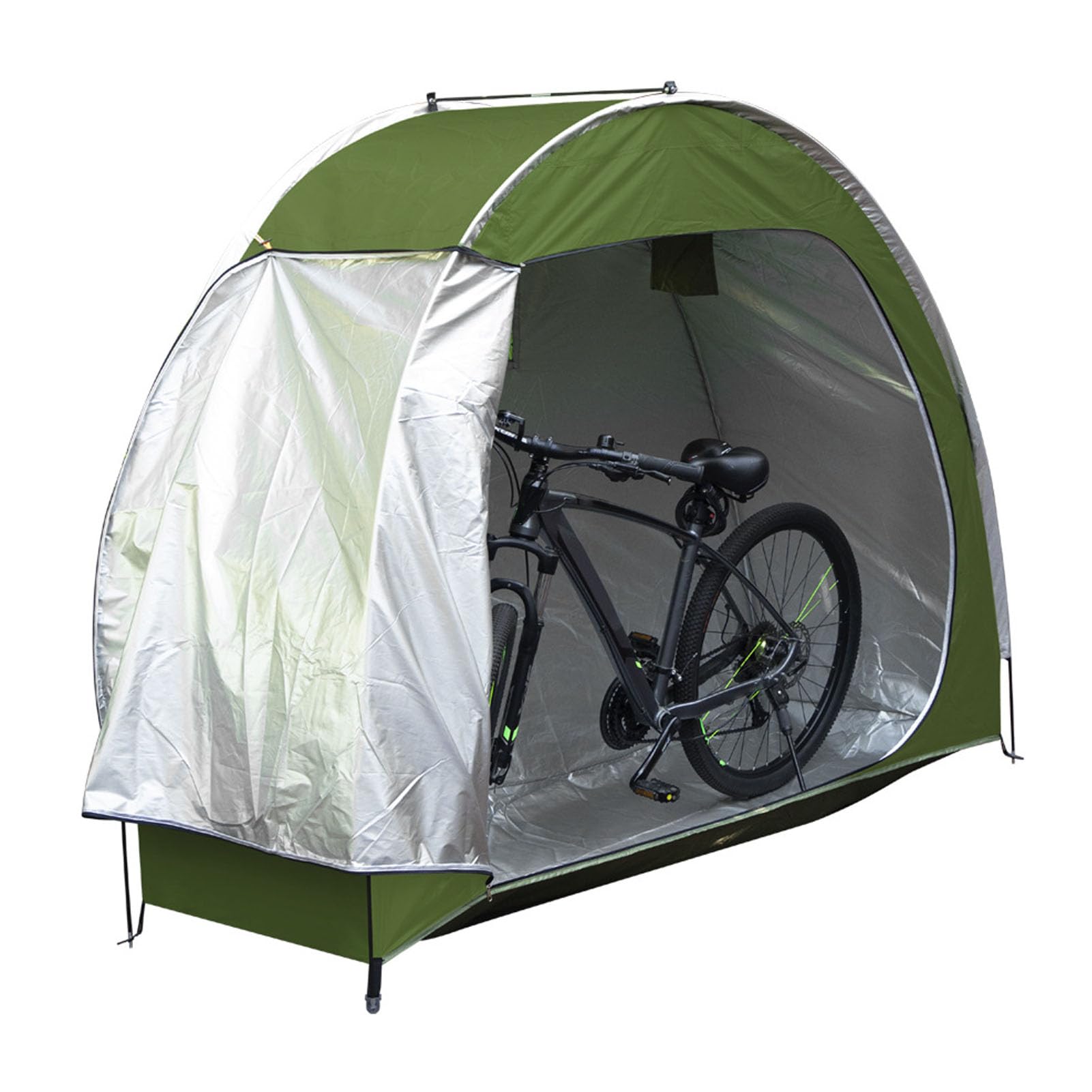 Capanno per Biciclette, Tenda Copri-Bici da Esterno Impermeabile con Porta Zippata, Rifugio Portatile in Tessuto Oxford 210D Resistente ai Raggi UV per Biciclette, Motociclette e A (OD Verde)