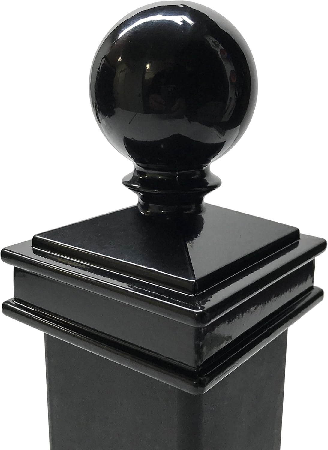 3" x 3" Aluminium Ball Top Fence Post Cap – Black Pressure Fit Decorative Outdoor Railing & Fence Topper, Rust-Resistant Aluminum