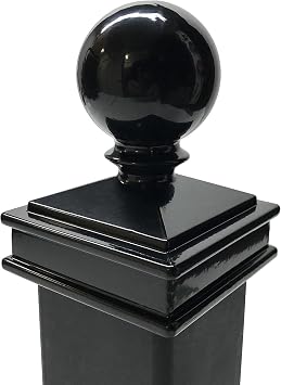 2 x 2 Aluminium Ball Top Fence Post Cap Black Pressure Fit Decorative Outdoor Railing & Fence Topper, Rust-Resistant Aluminum