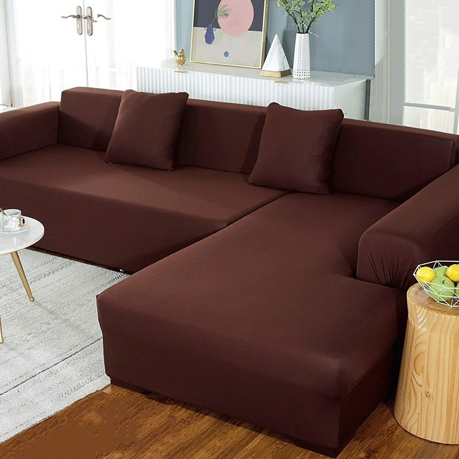 Housse de canapé d'angle extensible 3 places lot de 2 housses extensibles 235-300cm