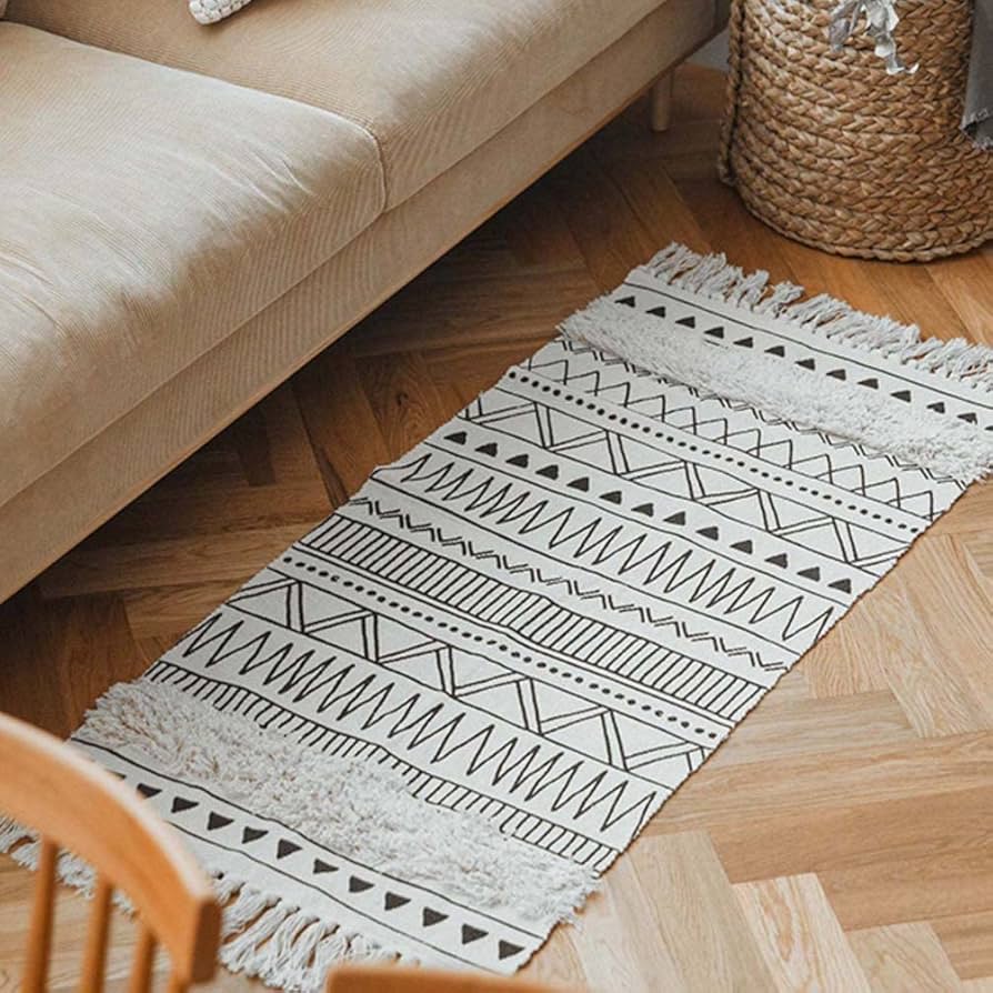 子犬デザインラグ フリンジ付き 子犬デザインラグ フリンジ付き