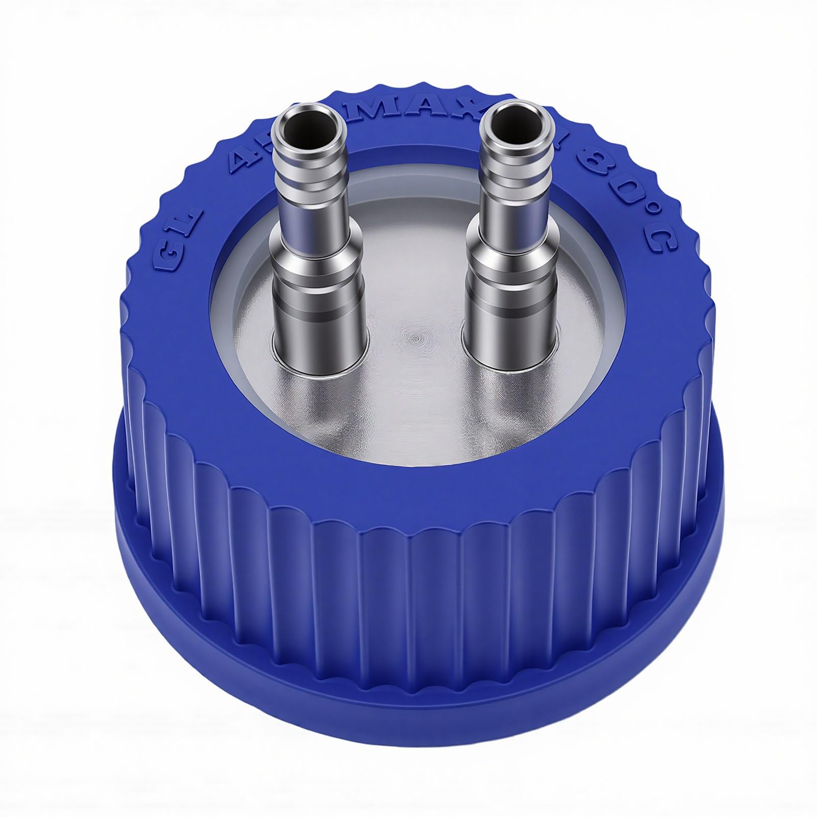 Fafeicy Bouchon D'alimentation de sécurité GL45, 2 Ports de 6 à 8 Mm de Diamètre, Taille Moyenne, Couvercle de Bouteille GL45 en Acier Inoxydable 304 pour L'échantillonnage de Liquides