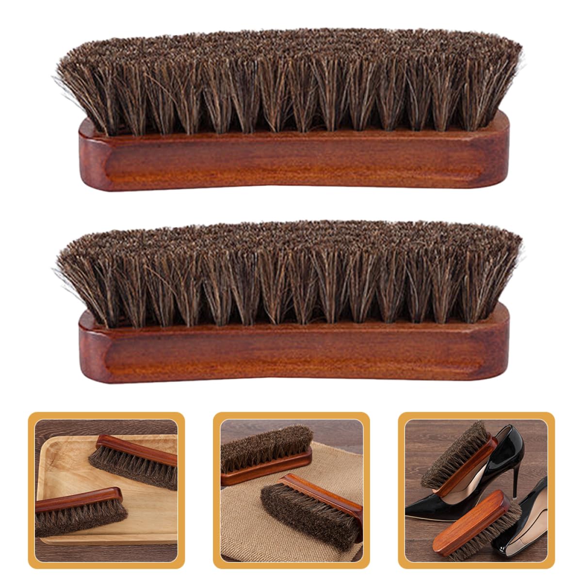 BESPORTBLE Cepillo De Madera para Pelo De Caballo Cepillo Limpiador para Zapatos Cepillo De Limpieza Kit De Limpieza De Zapatos De Cuero Cepillo para Ropa De Pelo De 2 Piezas x 4