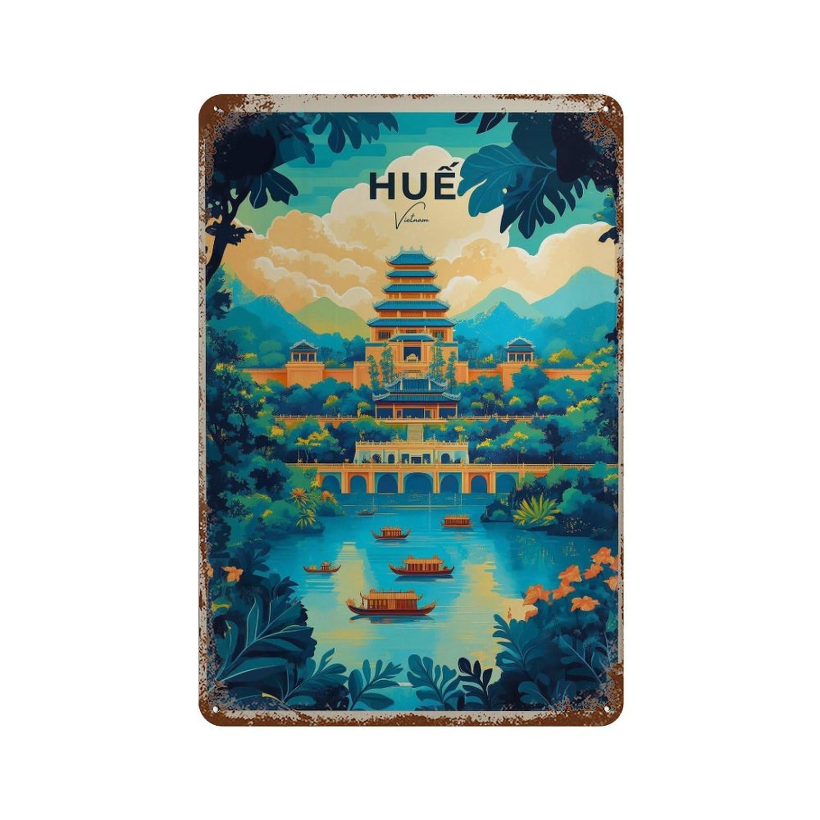 xiaoxiaoshen Hue Vietnam Travel Asian Wall Decor Art Metal Tin Poster Modern Home Decor Art Home Bar Shop Decorations Vintage Sign 30x20cm