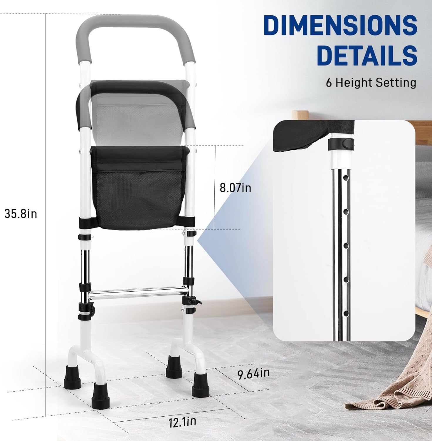 Upgraded Mobility Stand Assist Aid for Elderly, Adjustable Walking Cane for Seniors and People with Limited Mobility
