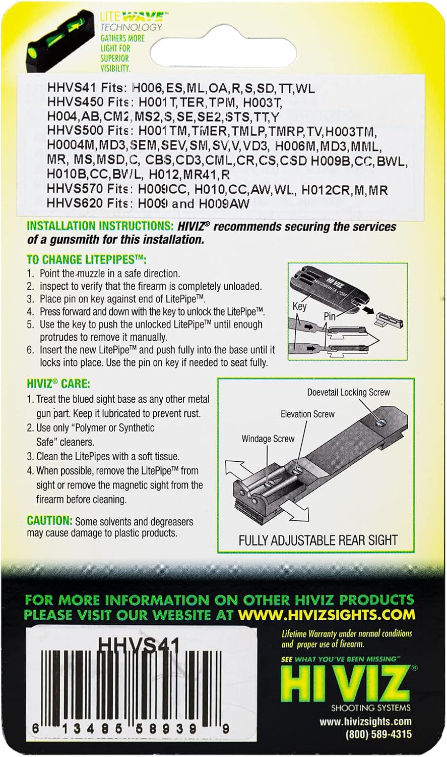 HHVS41 HIVIZ Sight Systems, Litewave Front & Rear Sight Combo, Henry Big Bore Rifles, Red and Green, One Size
