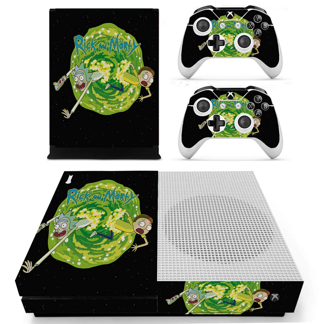 Xbox One S Rick and Morty Vinyl Skin Decal Sticker Wrap - Console and 2 Controllers XBOX ONE S