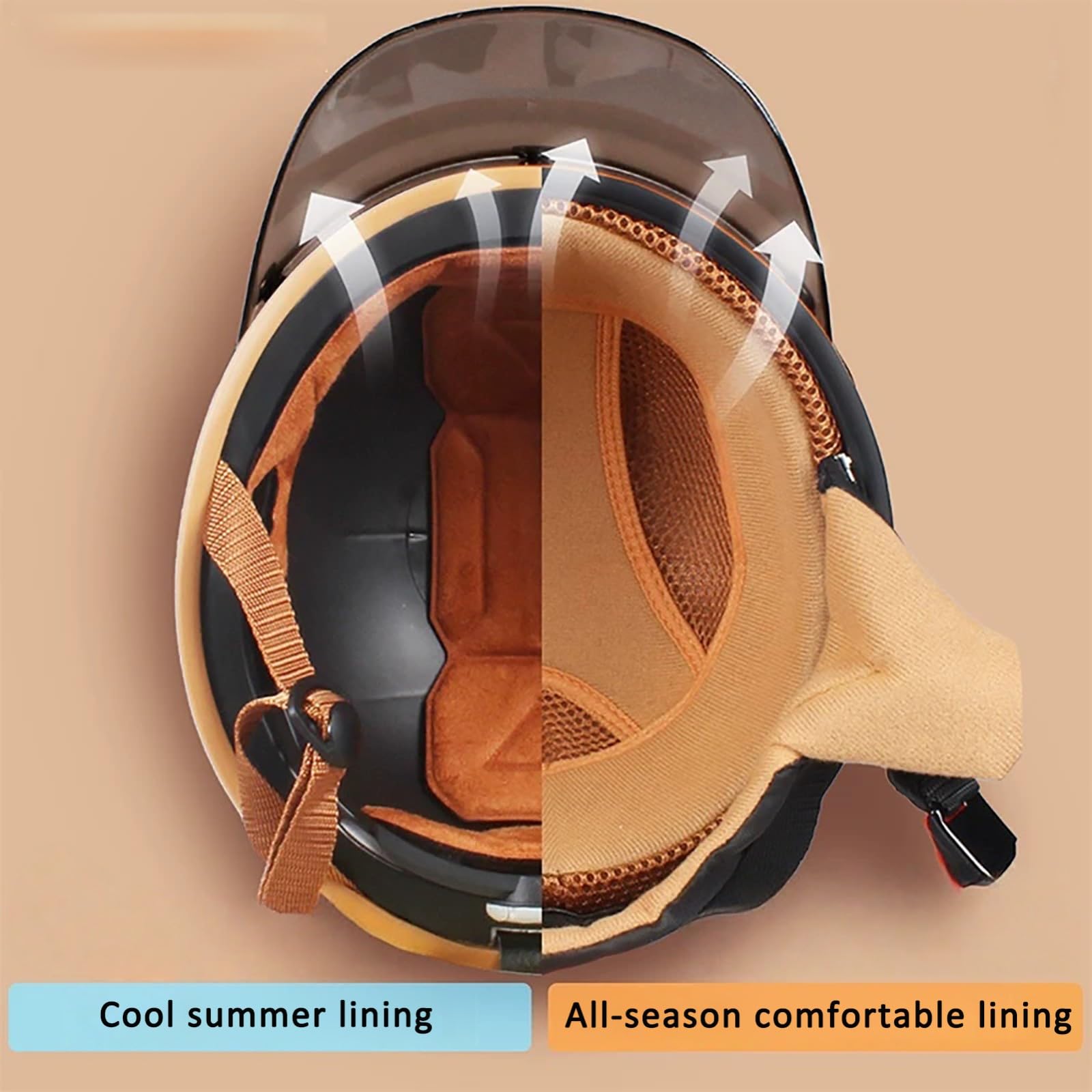 Casco De Moto Tipo Jet con Gafas, Homologado por Dot/ECE, Casco Retro Tipo Jet para Moto Cruiser, Scooter Y Ciclomotor, Casco De Verano para Adultos (Hombres Y Mujeres).