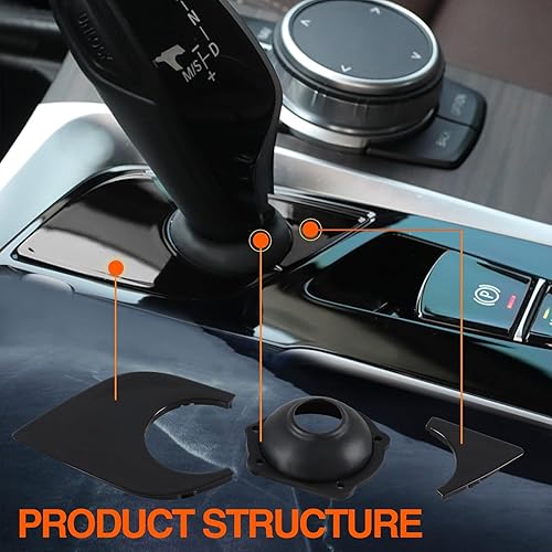 Miniatura 2 de FUSCH Cubierta de panel de caja de cambios de consola negra brillante compatible con BMW 5 6 Series G30 G31 G32 G38 525i 530i 540i 630i GT 2016 2017