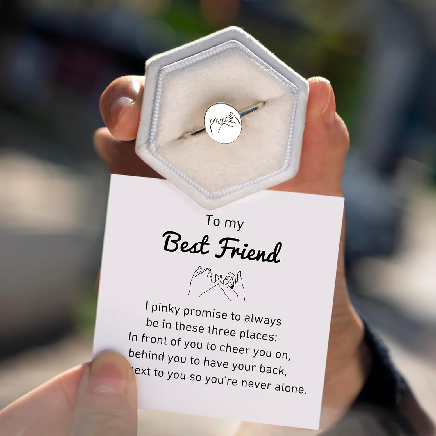 STORYJEWELLERY Pinky Promise Ring for Best Friends, Friendship Rings, Silver Pinky Promise Ring for Friends, Gifts for Best Friend Women, Best Friend Birthday Gifts for Women - Image 4