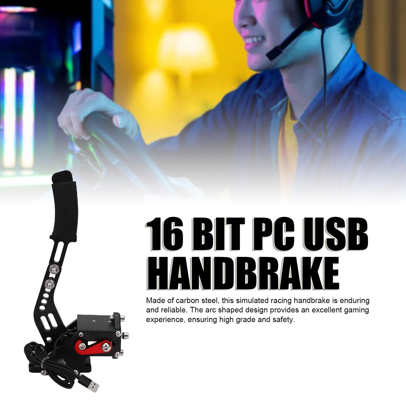 CHICIRIS Freno a Mano USB per Simulazione di Guida PC, Acciaio Al Carbonio,