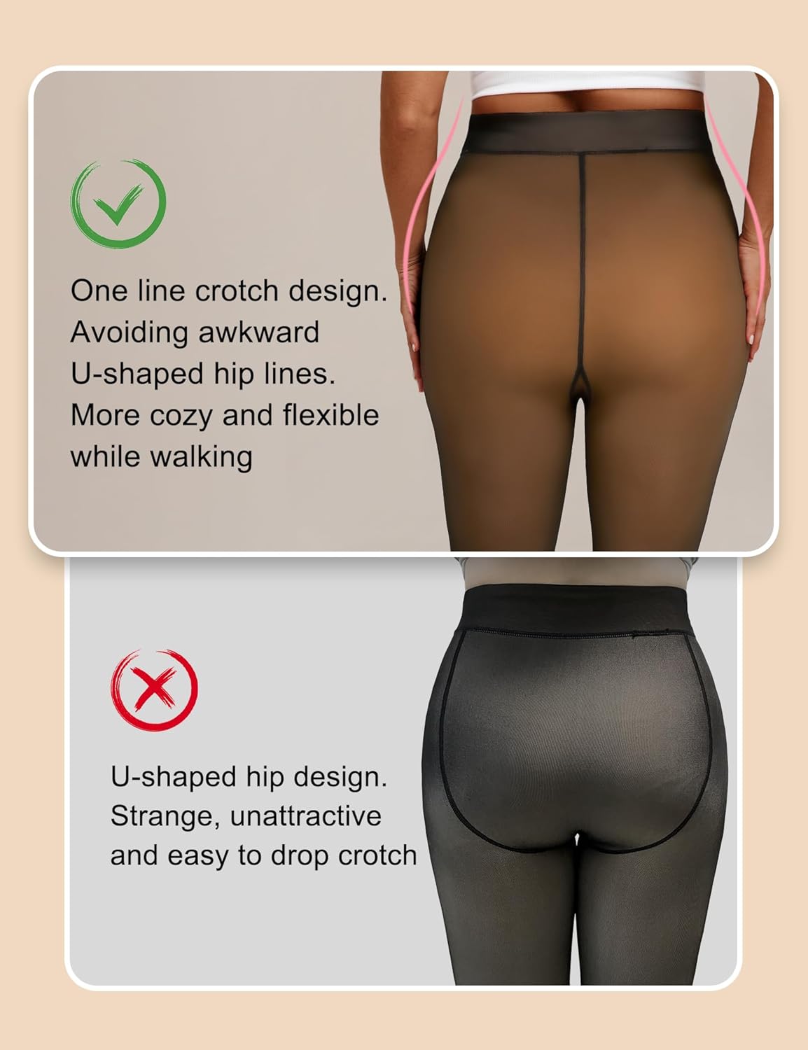 Tournesol Plus Size Women's Fleece Lined Tights Fake Translucent Thermal Pantyhose Sheer Thick Warm Leggings for Winter 0X-4X - Image 2