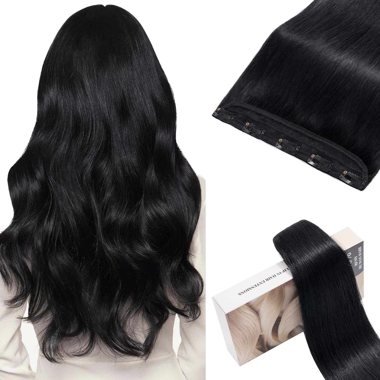 Amazon.com : TESSHAIR 5 Clip One Piece Clip in Hair Extensions Real ...