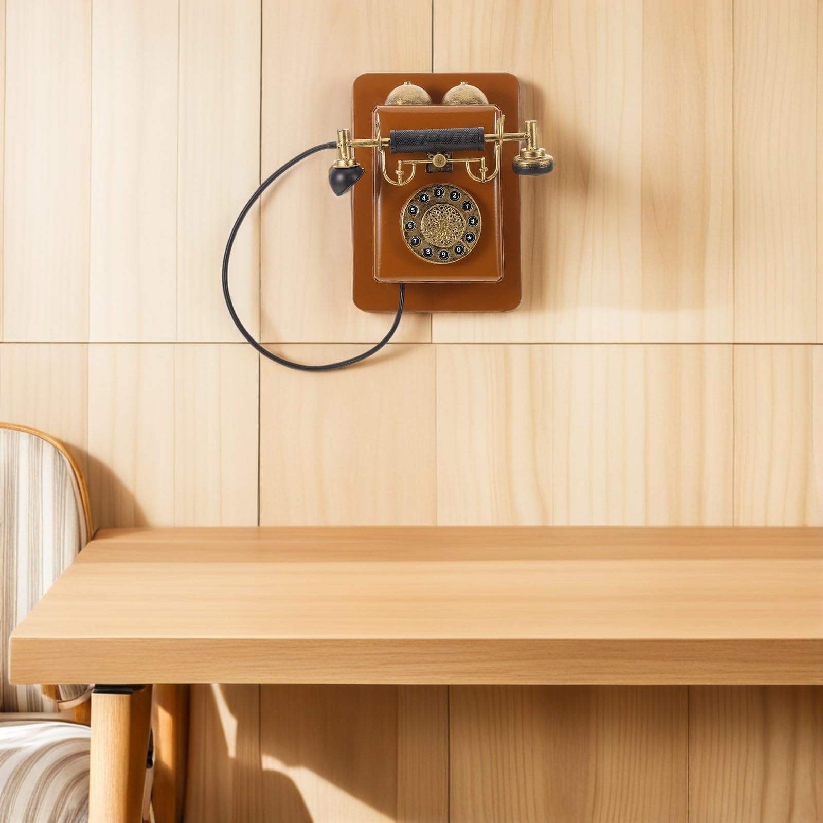 Telefono da Parete e Display Permanente in Ferro Design retrò Autentico Vintage Oggetto di Scena Fotografico per Casa e Ufficio