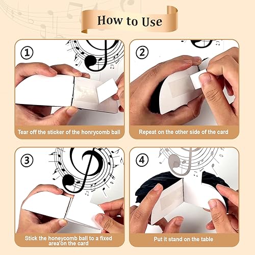 Miniatura 5 de Paquete de 12 notas musicales de nido de abeja, centro de mesa, decoraciones de fiesta, notas musicales, decoraciones de feliz cumpleaños, mesas