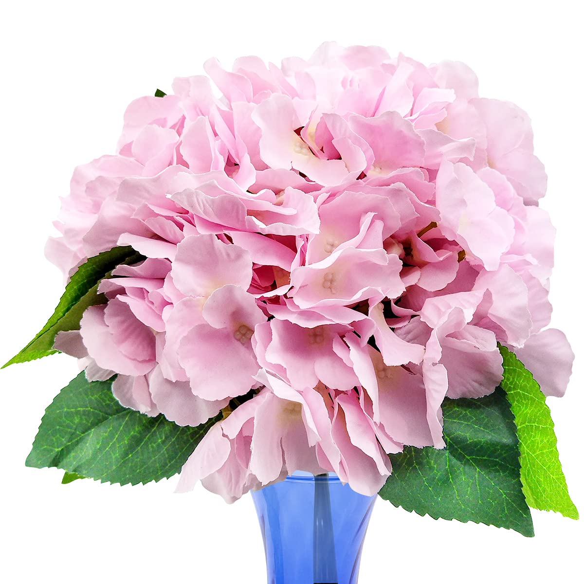12 Pcs Hydrangea Silk Fake Flowers Heads with Stems and Leaf, Silk Hydrangea Flowers Artificial Flowers, Artificial Hydrangea Flower for Home, Garden, Wedding, Baby Shower, Party Decorations(Pink)