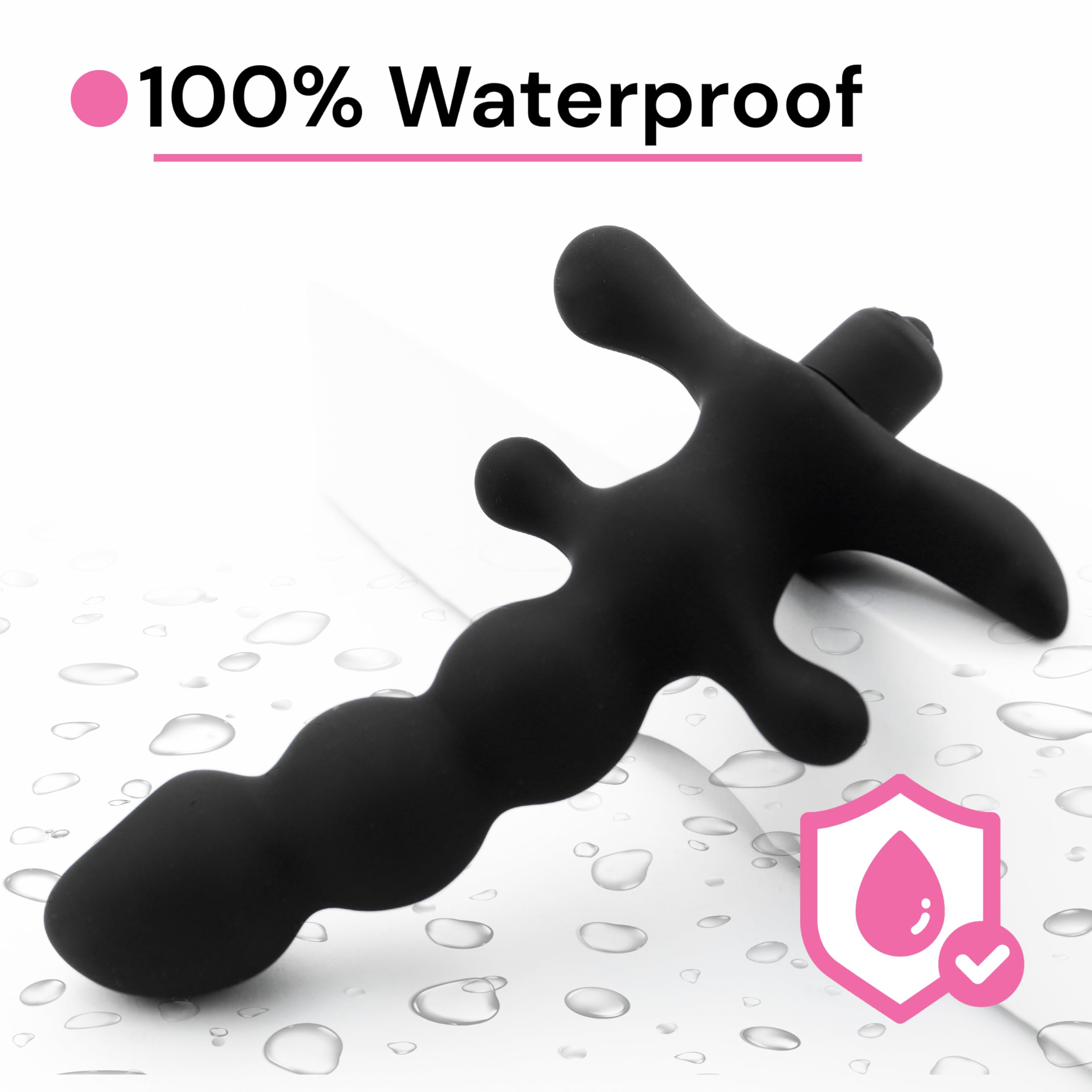 Vibratore prostatico Fops in silicone medico - Lunghezza 14 cm e design ergonomico a perline - Vibrazioni potenti per uomini e coppie - Vibratore anale per massaggio prostatico, Nero A11-12