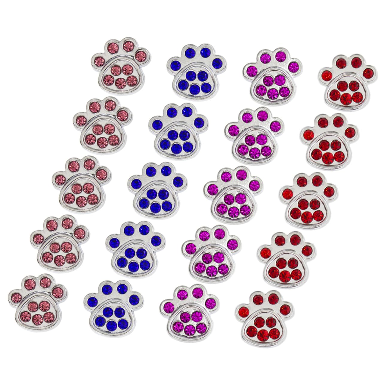 50 Perline Rondelle Resina Con Stampa Zampa Di Cane - Foro Grande 5mm Per Bigiotteria