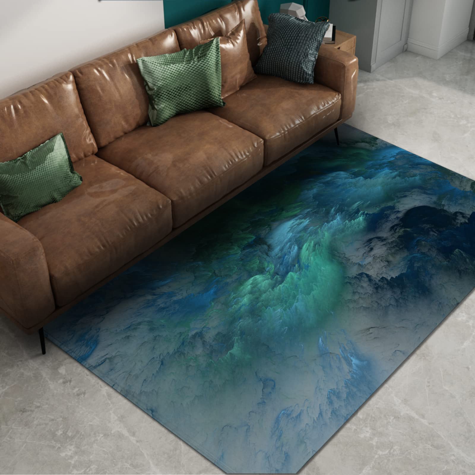 Niebieskie i zielone dywaniki puszyste natura chmura wzór dywan antypoślizgowy spód dywany do salonu sypialni jadalni domu biura obszar dywan 142 cm x 20 cm