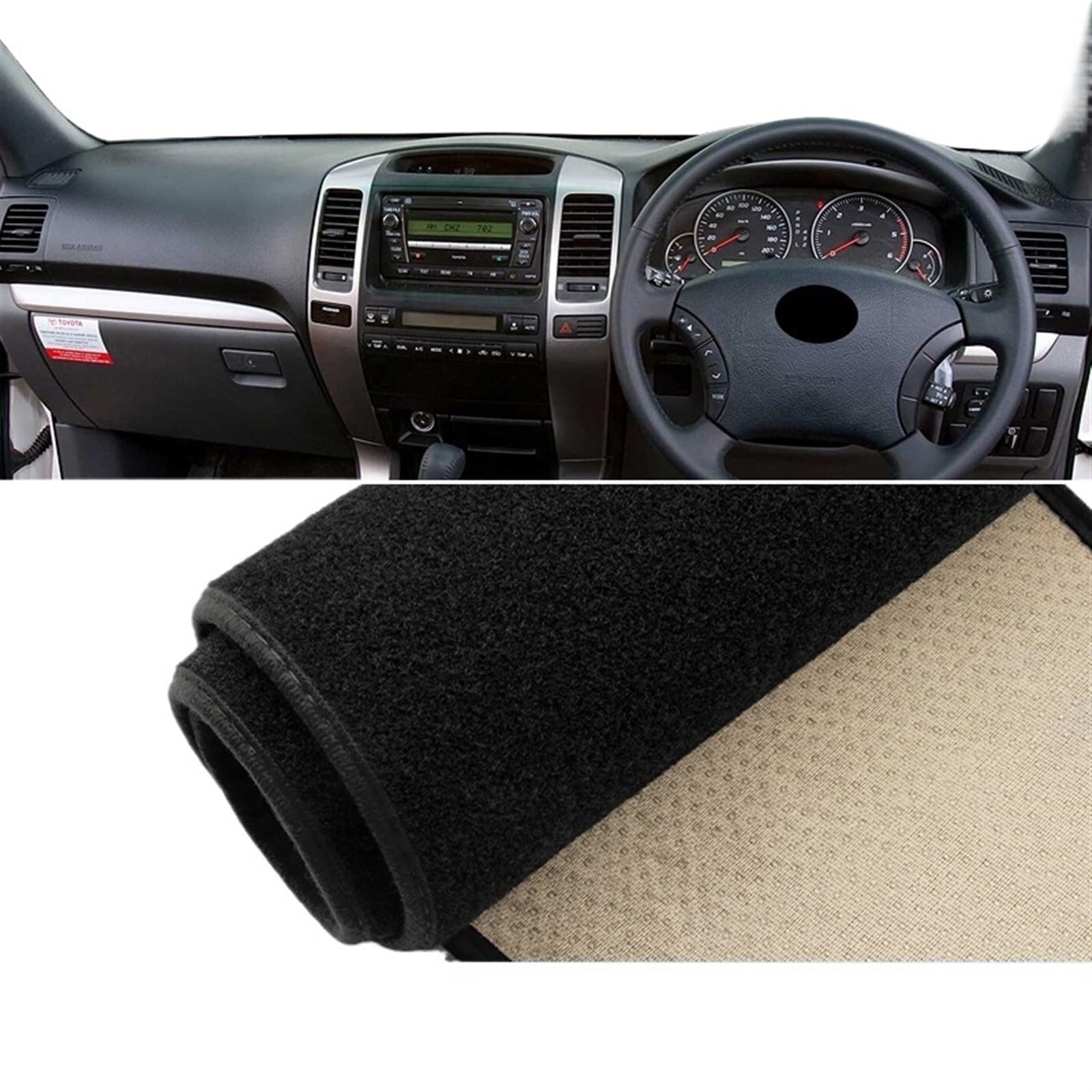 Dash Board Cover Mat For Toyota For Land For Cruiser For Prado 120 J120 2003-2006 2007 2008 2009 Car Dashboard Cover Avoid Light Pad Anti-UV Car Dashboard Cover Mat(A RHD Black Side)