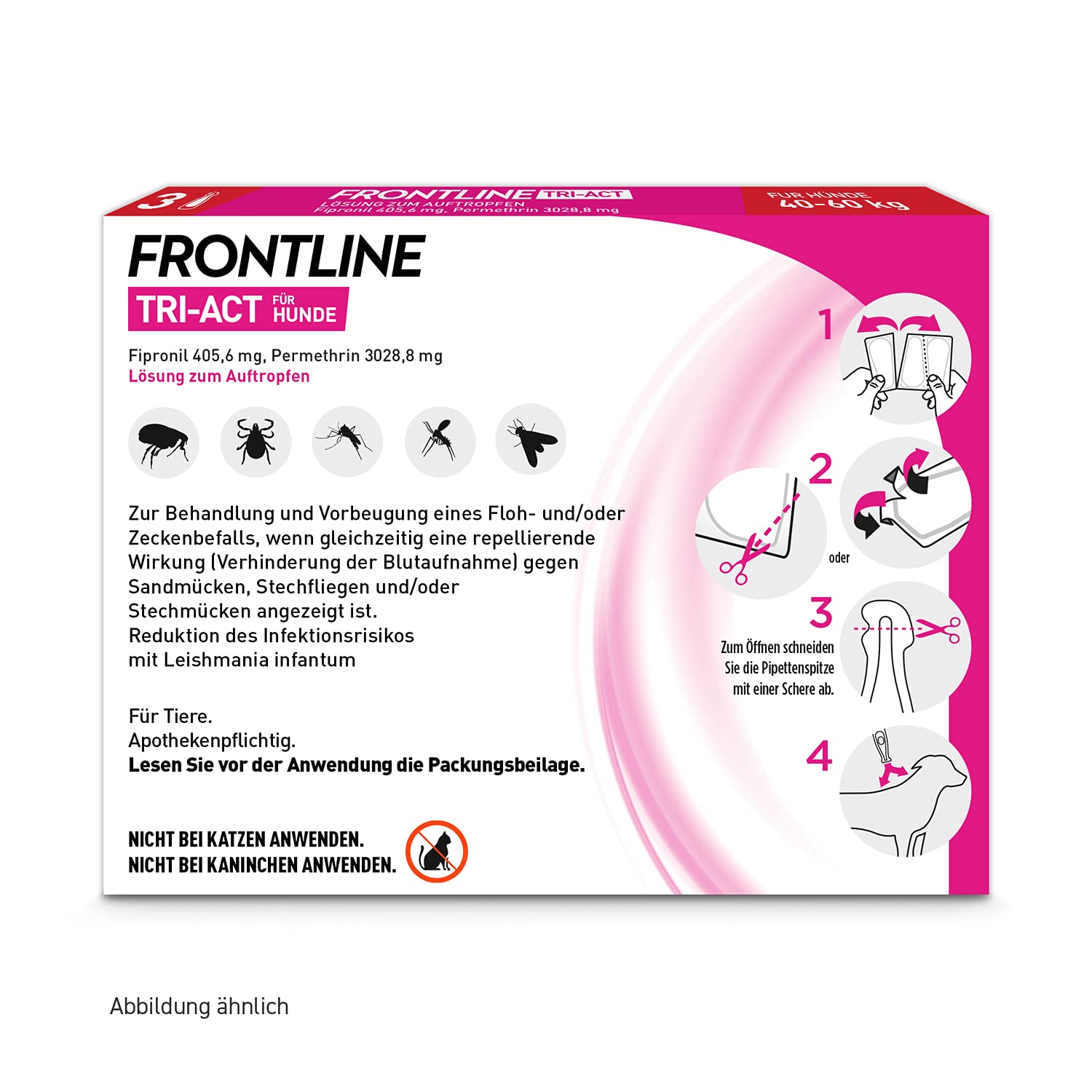 FRONTLINE TRI-ACT Hund XL gegen Zecken, Flöhe & Mücken (40 bis 60 kg)