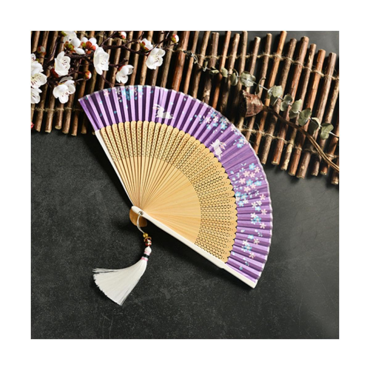 RWRAPS Faltfächer, klassischer Faltfächer, chinesischer Vintage-Faltkran-Fächer, japanischer Stil, für Frauen, Hochzeit, Handgeschenk, Fächer, tragbar, Ventilador, Teekanne (A10)