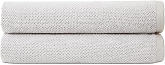 Nantucket 60% Cotton 40% Viscose from Bamboo Bath Sheet - 600 GSM Plush & Fast-Drying with Rice Weave Pattern - 2 Pack 40" x 65" Luxury Bath Sheet - Light Grey