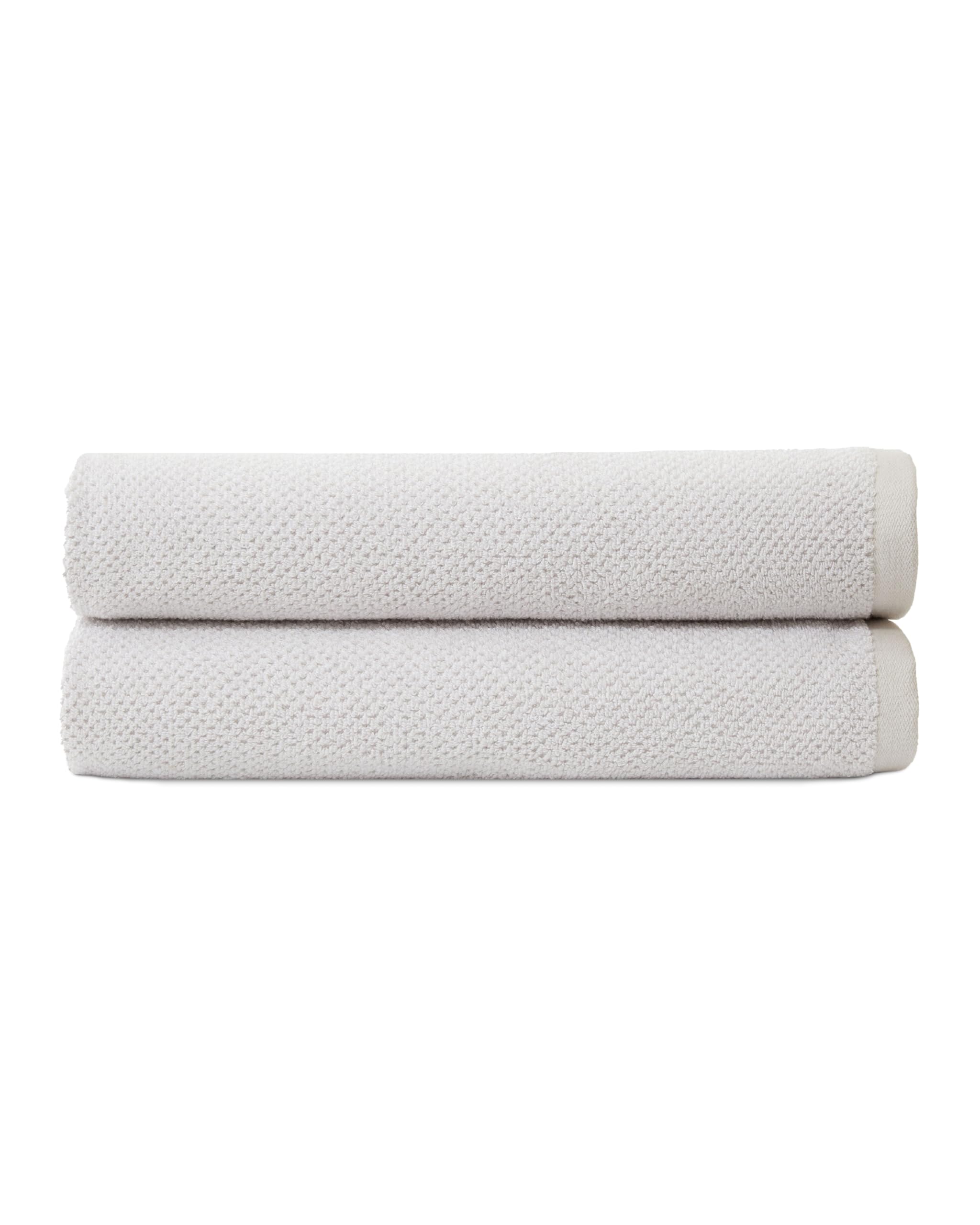 Cozy Earth Nantucket 60% Cotton 40% Viscose from Bamboo Bath Sheet - 600 GSM Plush & Fast-Drying with Rice Weave Pattern - 2 Pack 40" x 65" Luxury Bath Sheet - Light Grey