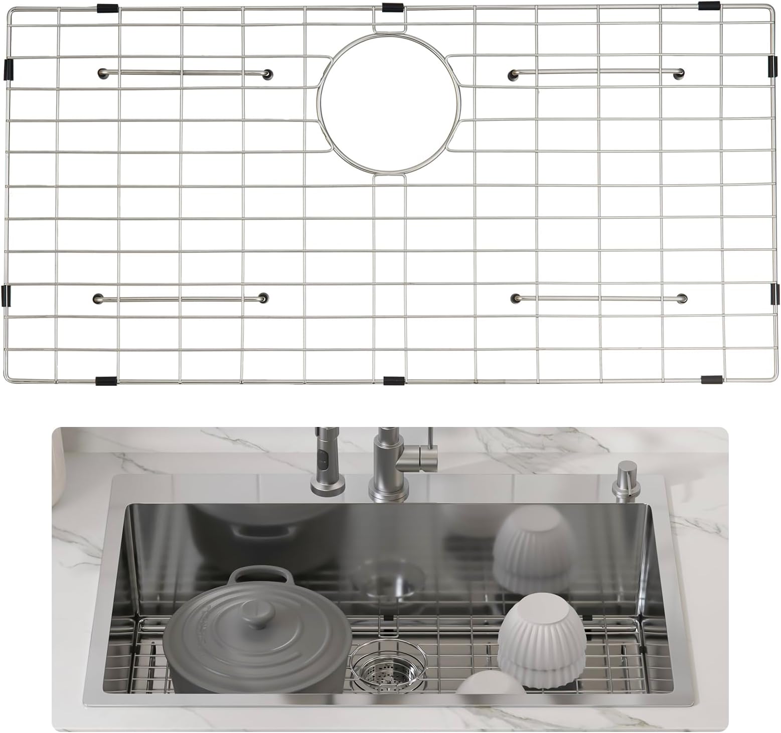 VEVOR Sink Protector Grid, 26"x14" Stainless Steel Sink Grates