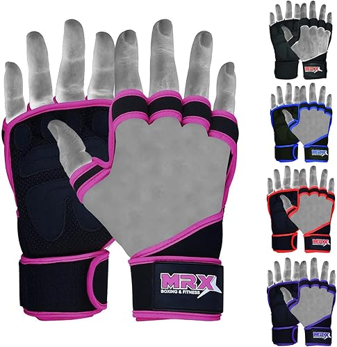 Miniatura 7 de MRX BOXING & FITNESS Guantes de entrenamiento para hombres y mujeres, guantes de levantamiento de pesas ventilados con muñequeras, protección de