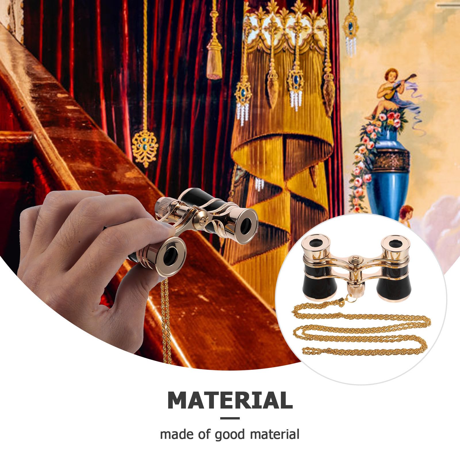Housoutil Binoculares Compactos Portátiles para Mujer con Diseño Elegante y Cadena, Mini Prismáticos de Hierro Ideales para Conciertos y Actividades al Aire Libre
