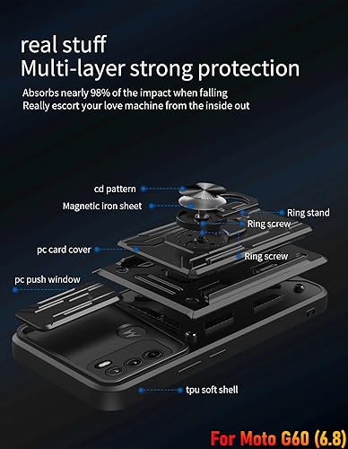 Miniatura 4 de LMDAMZ Funda tipo cartera para Motorola Moto G60, ranura para tarjeta de crédito, diseño portátil, protección de parachoques de goma acolchada