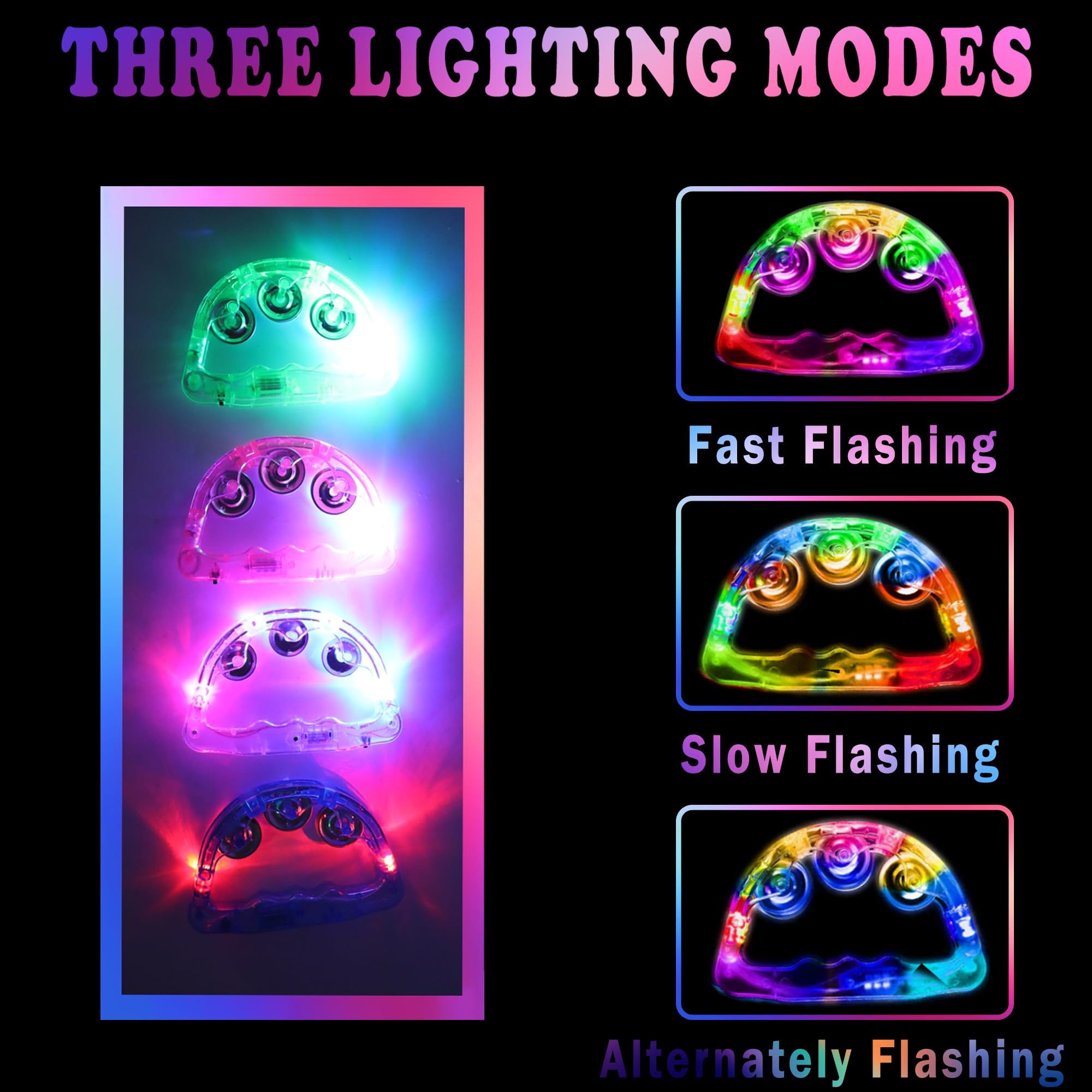 Paquete de 24 panderetas con luz LED para adultos y adolescentes, instrumento musical de percusión profesional que brilla en la oscuridad, accesorios de pista de baile, recepción de boda, recuerdos de