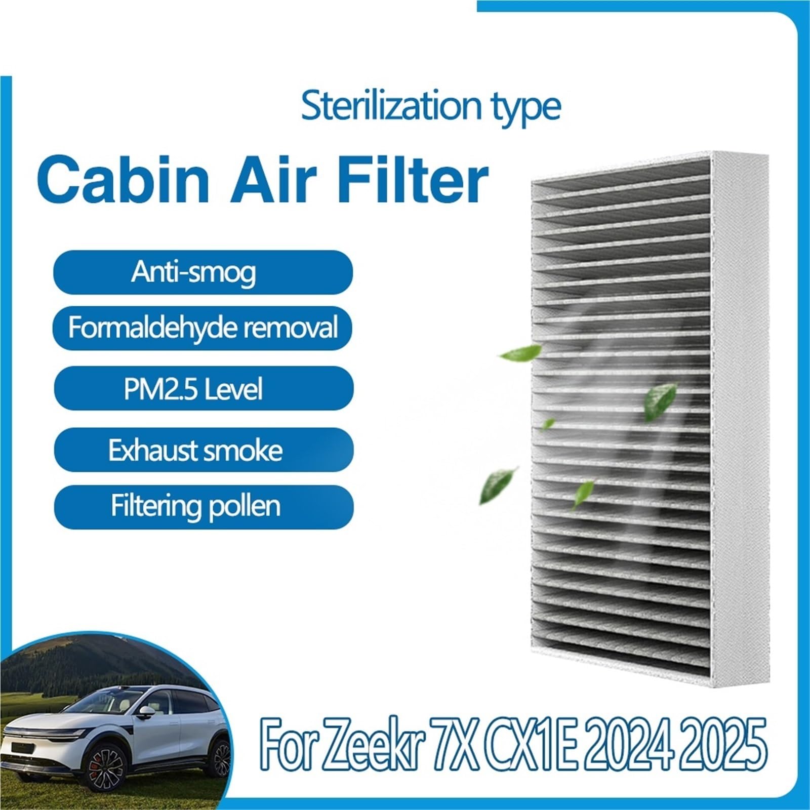 Filtro abitacolo Filtro aria abitacolo auto adatto per Zeekr 7X CX1E 2024 2025 Accessori Filtro aria abitacolo antipolline auto Carbone attivo PM2.5