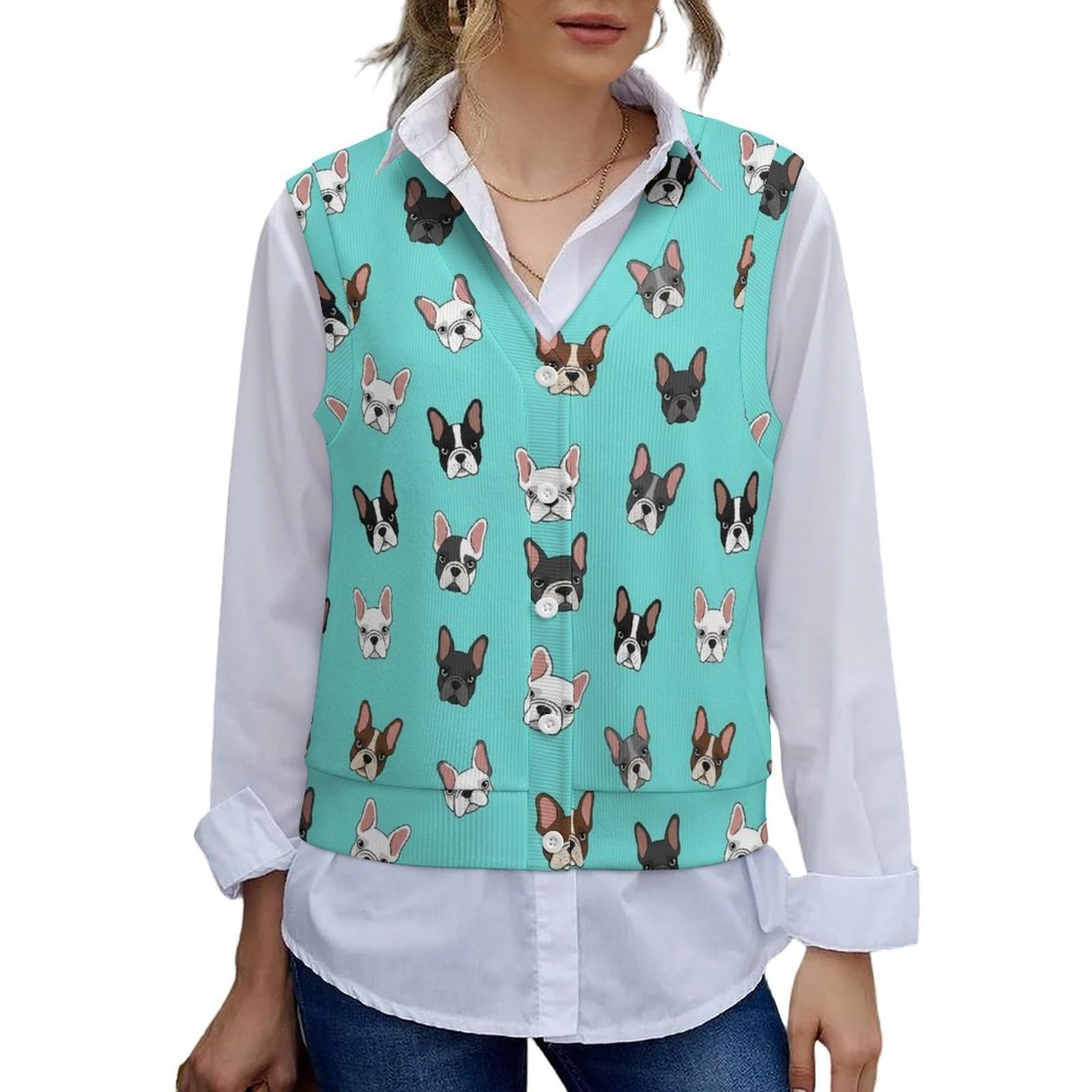 Womens Cardigan Sweater Vest Lightweight V Neck Button Down Knit Tops Loose Sleeveless for Fall Winter Spring