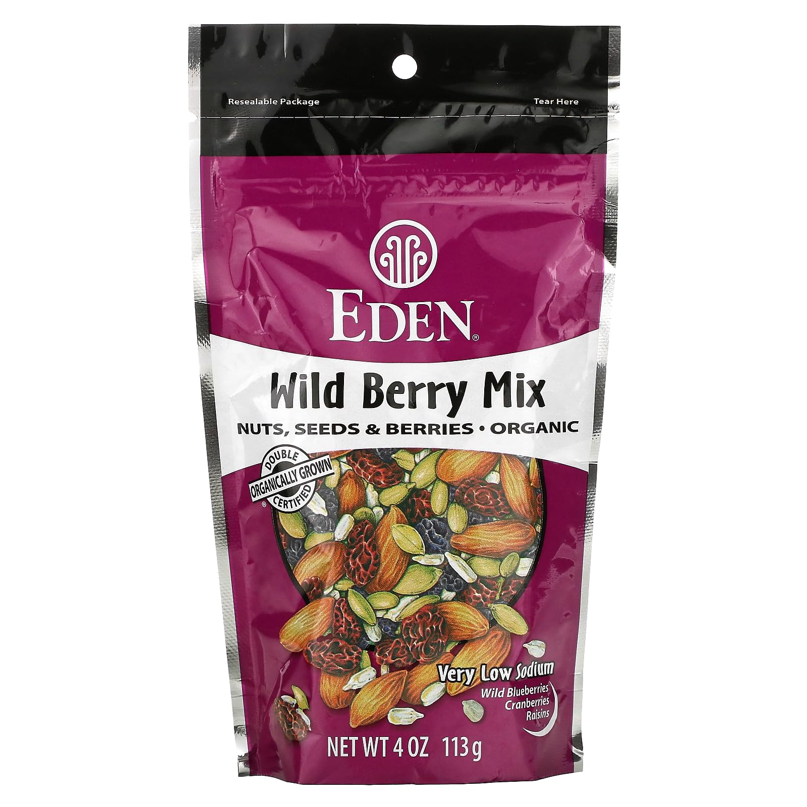Foods, Organic, Wild Berry Mix, Nuts, Seeds & Berries, 4 oz (113 g)