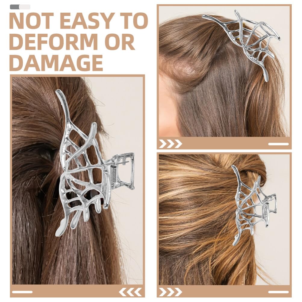 FRCOLOR Metal Spiderweb Hair Claw Clip 2-Pack Durable Alloy Hair Clips for Women Girls Halloween Party Accessories - Image 3
