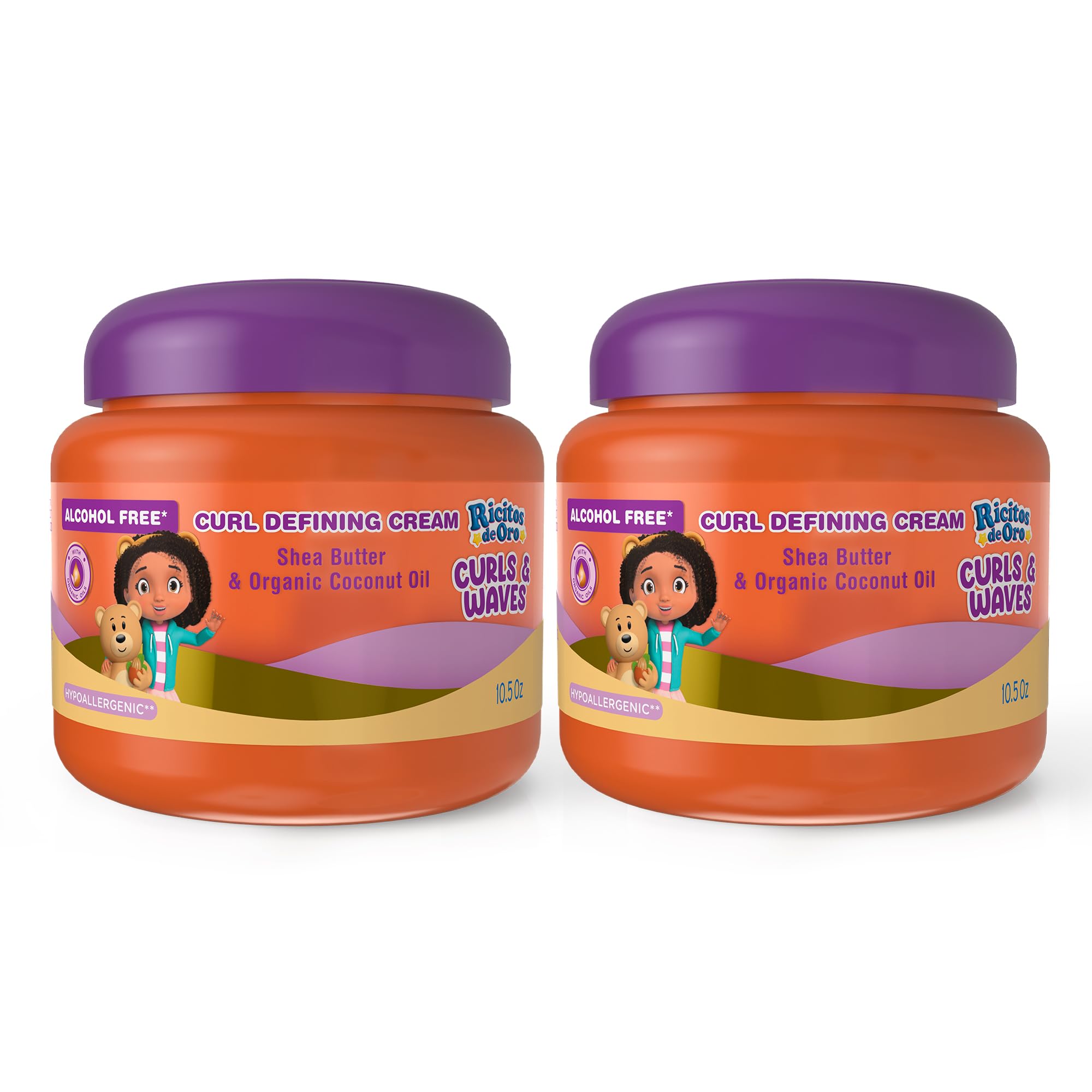 Curl Defining Cream: Defines Curls Without Frizz, Long-Lasting Hydration,100% Natural Oils, Vegan Ingredients, Easy Detangle & Style, Conditions Without Weighing Down, 10.5 Oz, 2-Pack