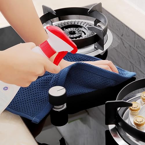 Miniatura 5 de Homaxy Toallas de cocina 100% algodón con tejido gofre, ultra suaves, absorbentes, de secado rápido, 13 x 28 pulgadas, paquete de 6, azul marino