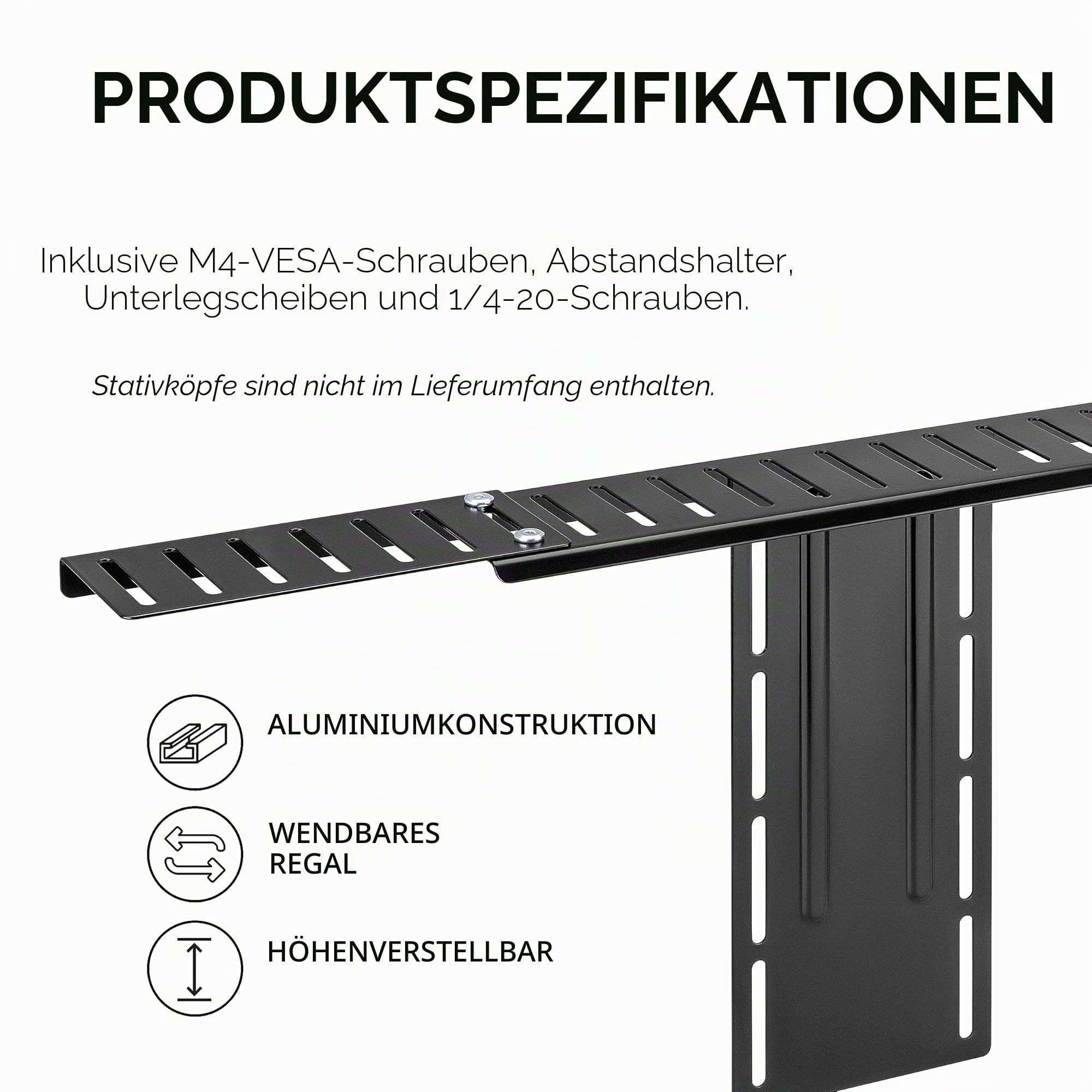 HumanCentric DSLR-Monitorhalterung - Monitorablage für Schreibtischkamerahalterung, Lichtwebcam und Mikrofon Kamera-Regal für Monitor VESA-Arm, Ersatz Klemmstative für Kamera Tischhalterung, Extra