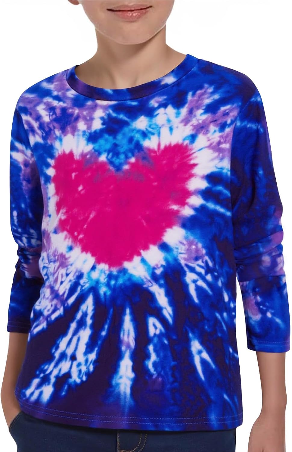 Haloumoning Boys Tie Dye Shirts Kids Long Sleeve Crewneck Shirt Casual Hippies Tees Tops 5-14 Years
