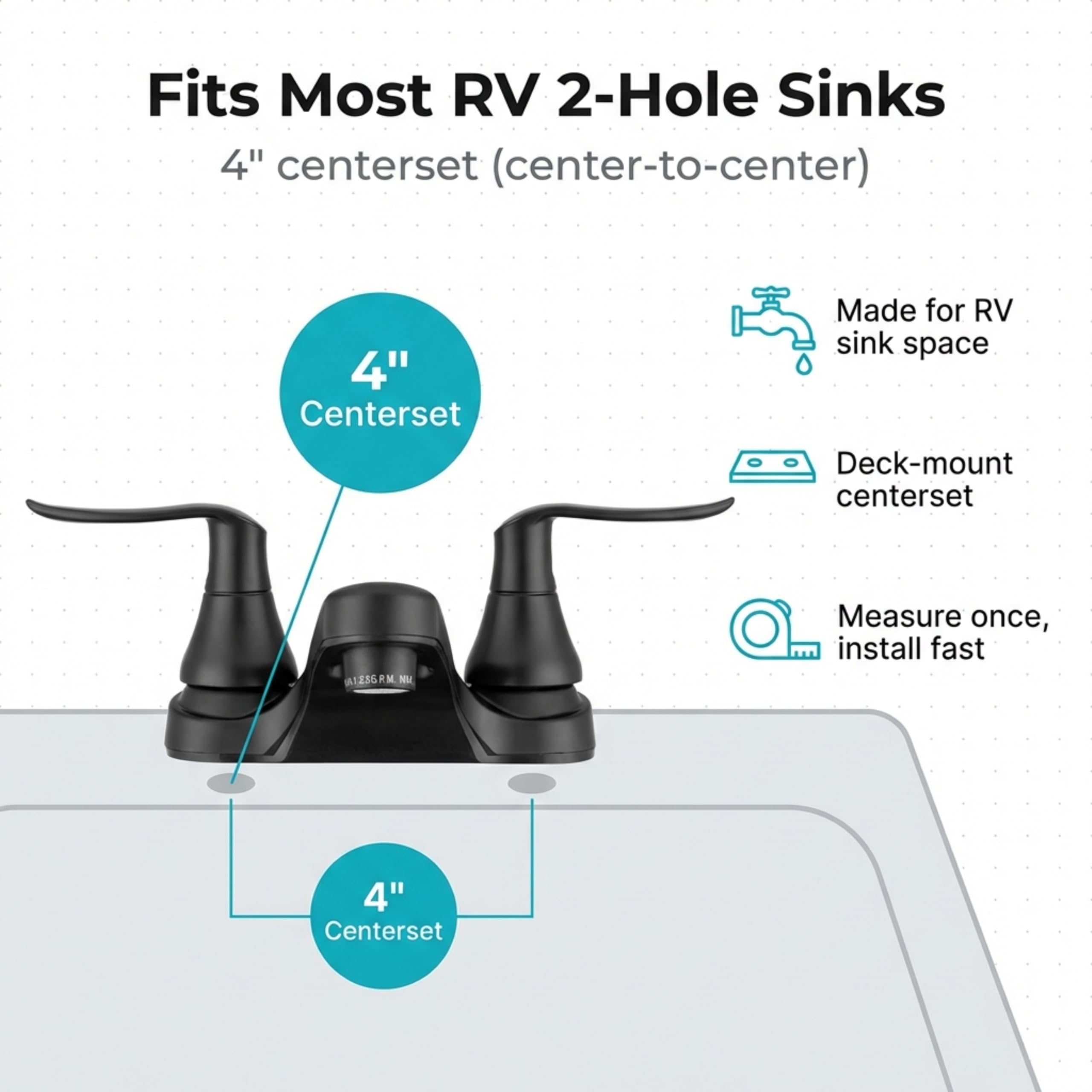 Grifo de baño para autocaravana Dura Faucet DF-PL700LH-MB con palancas de mariposa (negro mate)